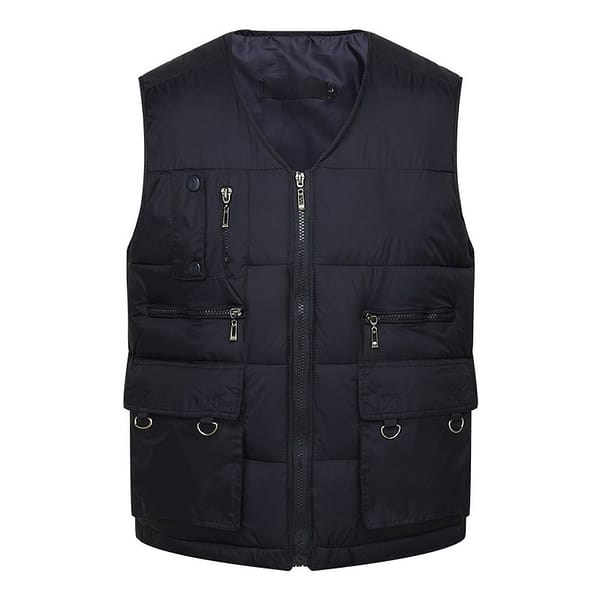 Winter Men Cotton Warm Vest Waistcoat Male Sleeveless Jacket With Many Pockets Vest Casual Baggy Zipper For Man Plus Size CYL48
