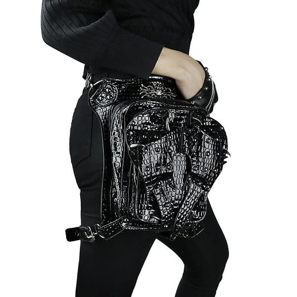 Lizard Leather Vintage Steampunk Fanny Packs Punk Retro Rock Gothic bag Goth Shoulder Waist Bags Victorian Style Women leg bag