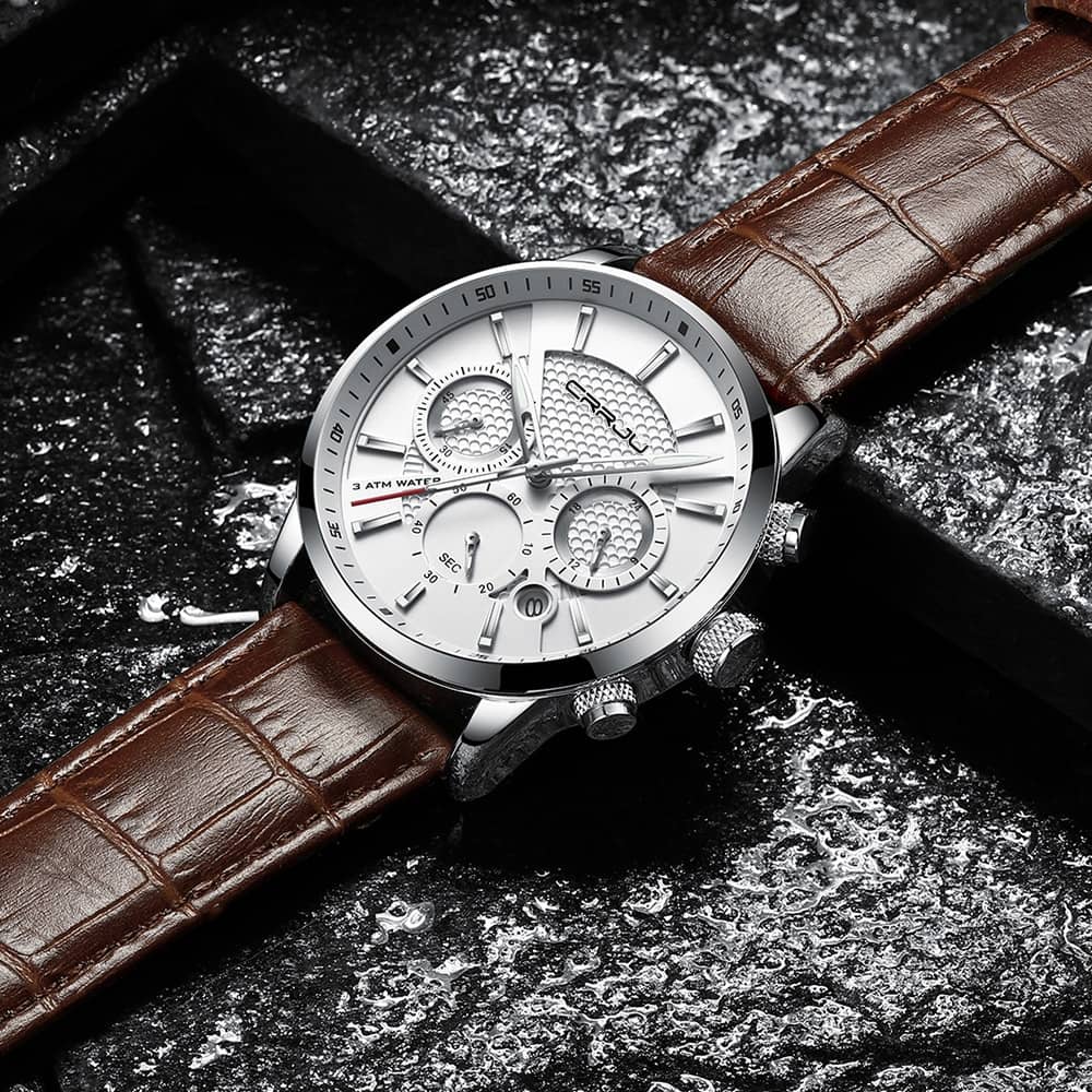 Watch for men 2020 New Watch Men Fashion Sport Quartz Clock Mens Watches CRRJU Brand Luxury Leather Waterproof Relogio Masculino