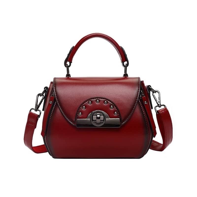 Genuine Leather Women's Handbag 2020 New Fashion Retro High Quality Leather Rivet Lady Messenger Bag Female Small Shoulder Bags