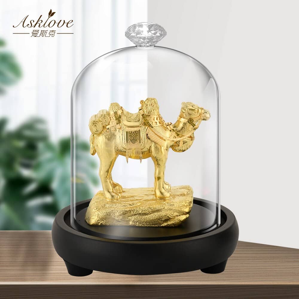 Gold Camel Statue Gold Foil Crafts Camel Office Desktop Gold Figurine Decorative statues Desk Ornament Sculpture Home Decoration