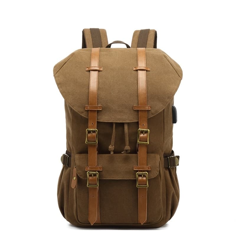 Laptop Backpack with USB Charging Port Travel Canvas Backpacks for Men and Women College School Bookbag Vintage Computer Bagpack