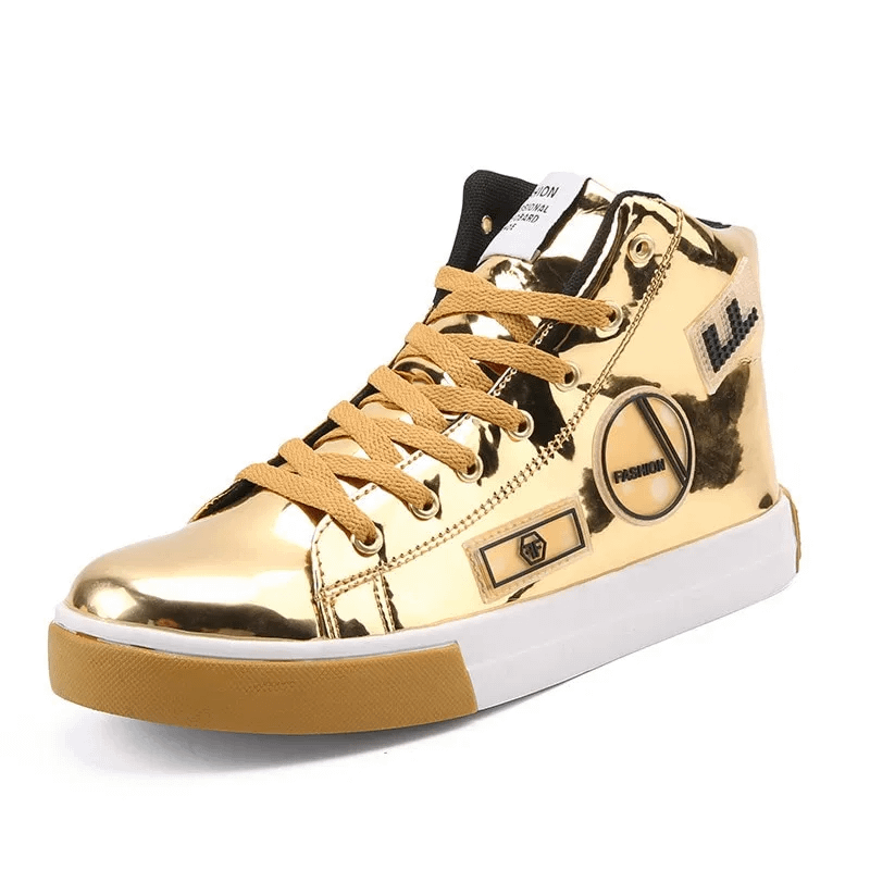 zeeohh 2019 New Men's leather casual shoes Gold fashion sneakers silver high tops Male Vulcanized shoes big size 45 46