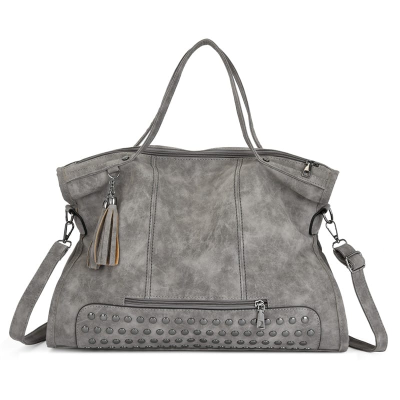 Women's handbag new European and American fashion retro frosted shoulder bag large capacity Pu portable messenger bag