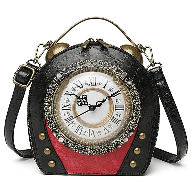 Real Clock Real Movement Women Bags Leather Patchwork Embroidery Handbags Girls Shoulder Bags Cross Body Messenger Bag Handmade