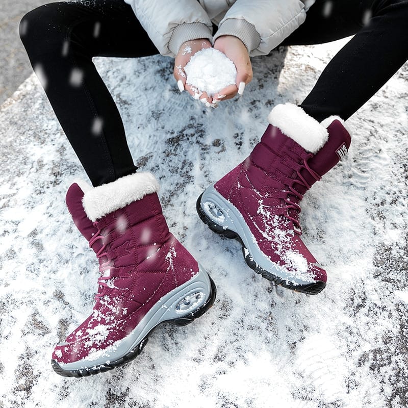 TUINANLE Quality Waterproof Winter Women Boots Keep Warm Mid-Calf Snow Boots Ladies Lace-up Comfortable Boots Chaussures Femme