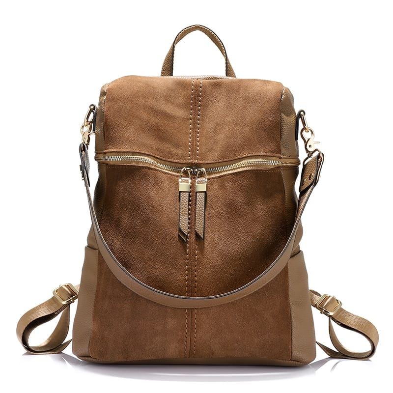 Vintage brand women backpack nubuck leather PU school backpacks for teenage girls large capacity shoulder bags for women 2019