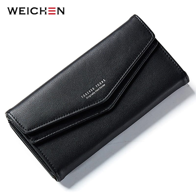 WEICHEN New Geometric Envelope Clutch Wallet For Women Female Leather Purse Card Holders Coin Phone Pocket Long Wallets Bolsas