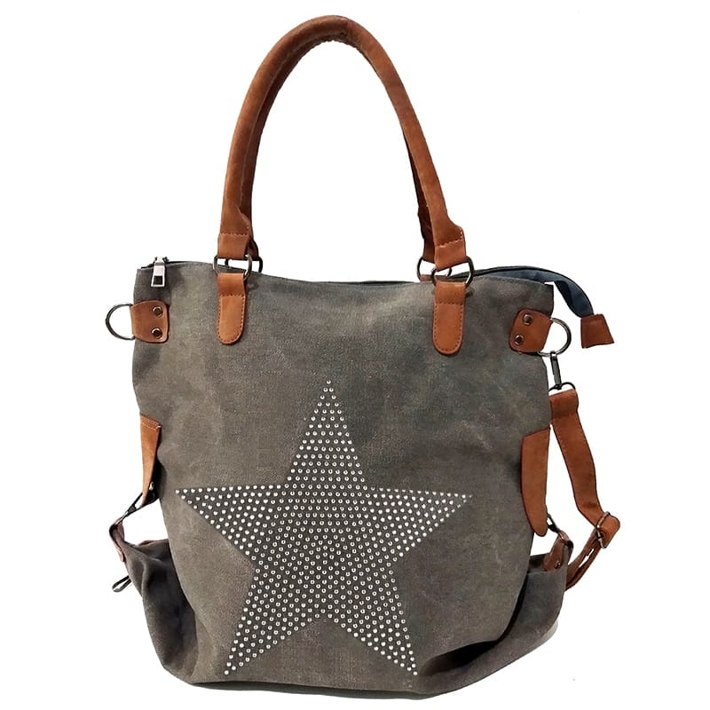High quality diamond star canvas shoulder bags fashion leather handel multifunctional bags large size bags