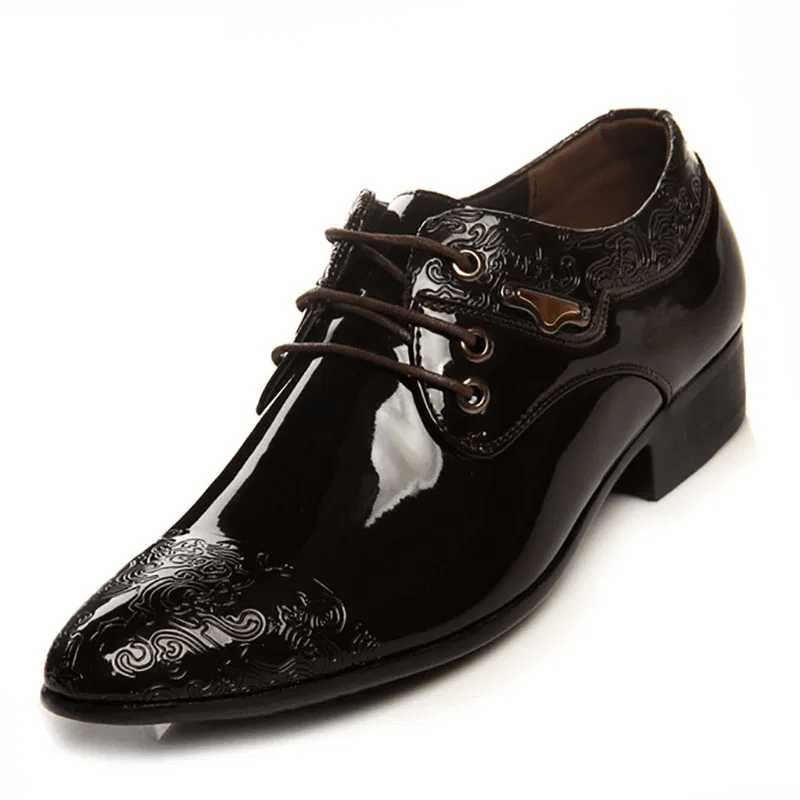 Newly Men's Quality Patent Leather Shoes Zapatos de hombre Size Black Cow Leather Soft Man Dress Shoes Man Flat Classic Oxfords