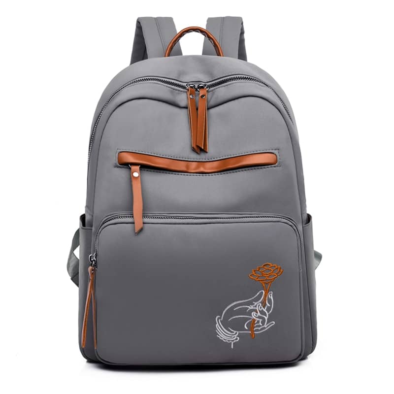 Casual Travel Backpack For Women Embroidery Nylon Waterproof Backpack Anti-theft School Bag Business Knapsack
