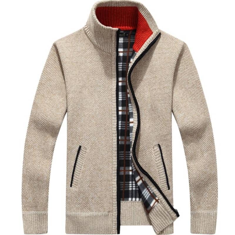 New Autumn Winter Jacket Men Warm Cashmere Casual Wool Zipper Slim Fit Fleece Jacket Men Coat Dress Knitwear Male