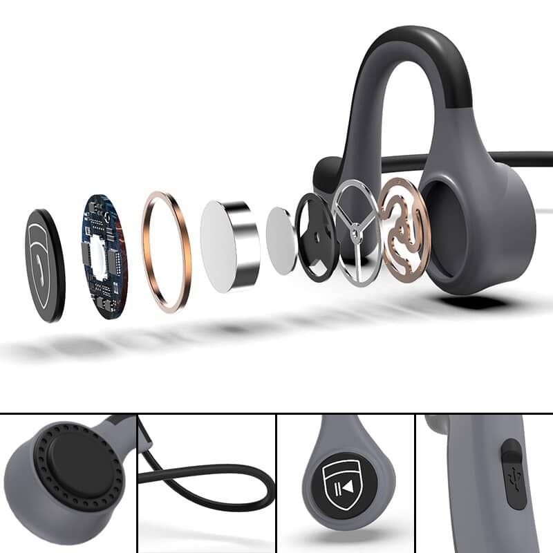 DOSII New Wireless Headset Bluetooth 5.0 Bone Conduction Headset Driving Sports Headset Hands-free for All Mobile Phones