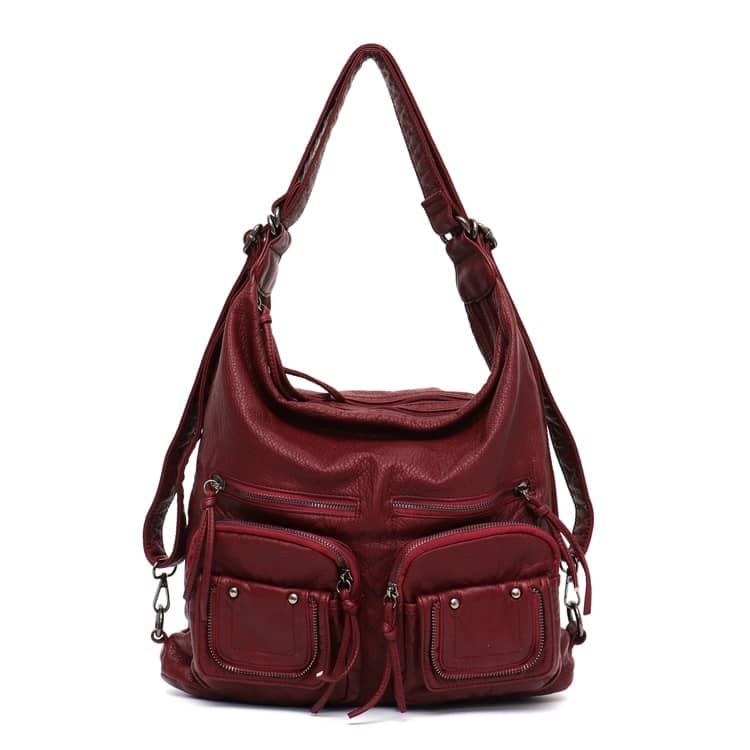 CEZIRA Large Soft Casual Women Bags Functional Girl School Backpack PU Leather Bag Ladies Multi Pockets Messenger&Shoulder Bag