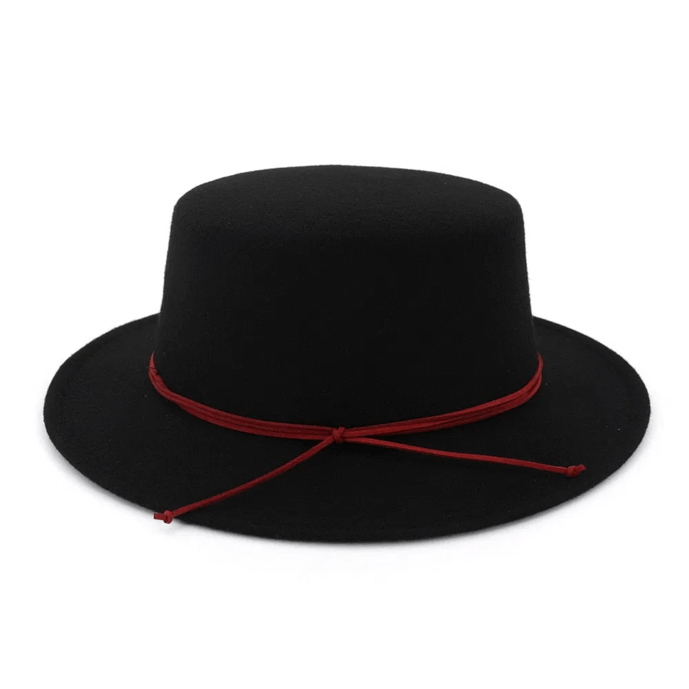 HOAREE Black Bow Fedoras Female Elegant Winter Woolen Hats Solid British Casual Brand 2020 New Felt Hats and Caps