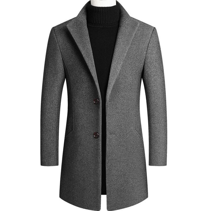 Thoshine Brand Winter 30% Wool Men Thick Coats Slim Fit Turn Down Collar Male Fashion Wool Blend Outerwear Jackets Casual Trench