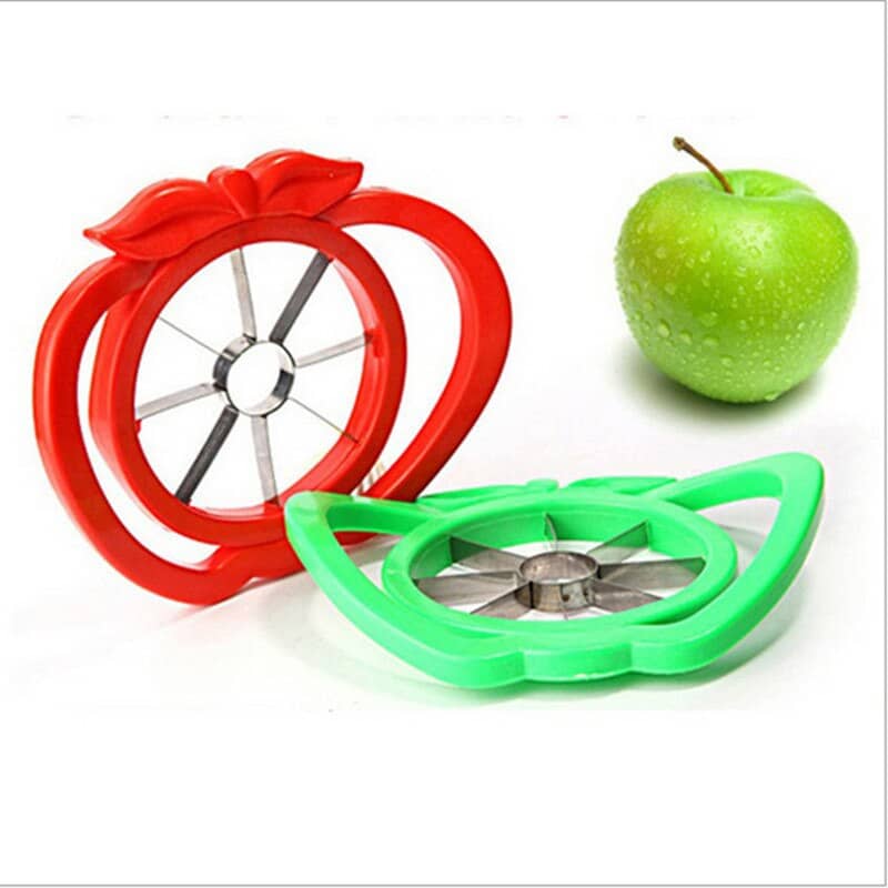 Large cut apple Multifunction with handle stainless steel cored fruit slicer Kitchen cutting tool kitchen gadgets (green)
