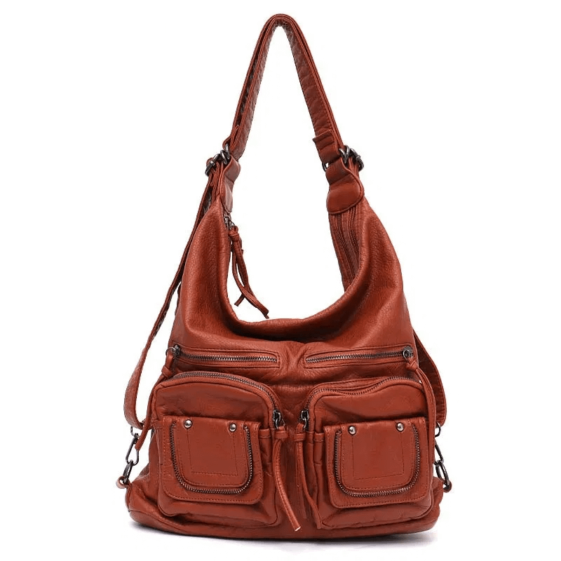 CEZIRA Large Soft Casual Women Bags Functional Girl School Backpack PU Leather Bag Ladies Multi Pockets Messenger&Shoulder Bag