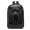 Fashion Men's Black/Gold/Silver 3D King Lion Tiger Retro Leather Backpack Rivet PU Leather Travel Back Pack Bag Punk Male Laptop